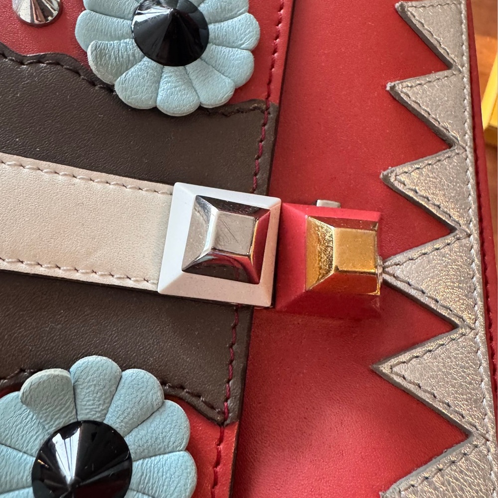 Fendi Red and Brown Crossbody Bag with Monster Face Design - Picture 4 of 4